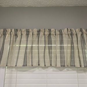 3 Gray and cream window Valences. 55x14 1/2”